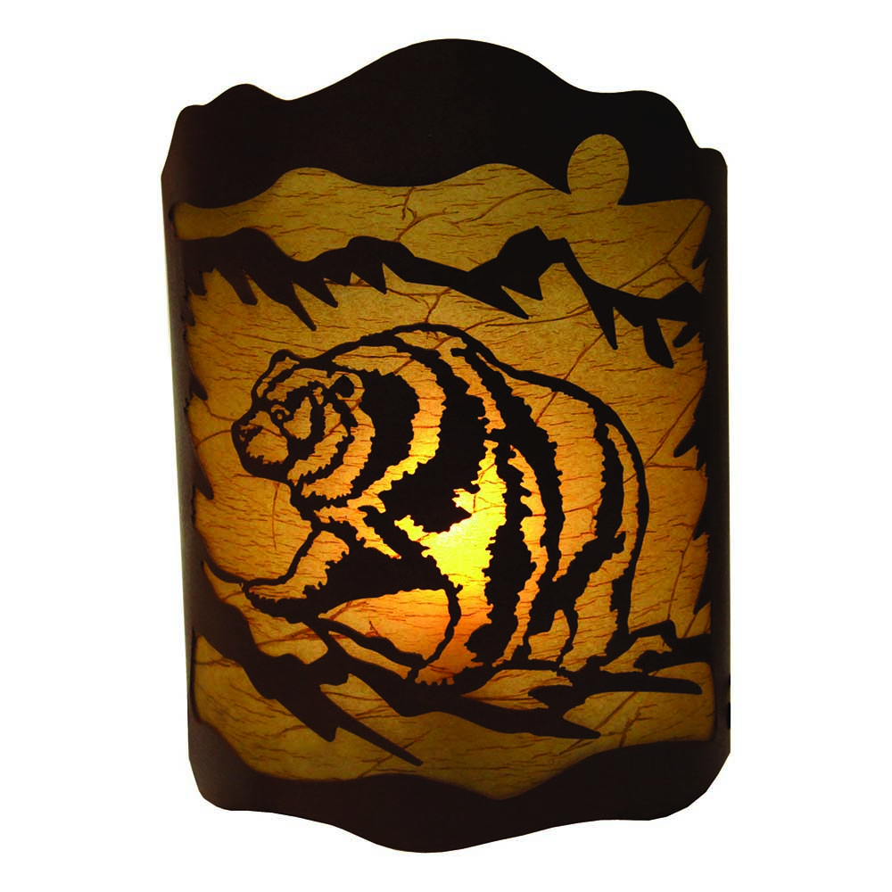 River s Edge 10x13 Rustic Metal Bear Wall Sconce Light with Bulb 1582